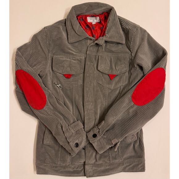 The Hideout Clothing Psychedelic Corduroy Jacket/Pants Set Size S Gray/Red - Picture 2 of 10